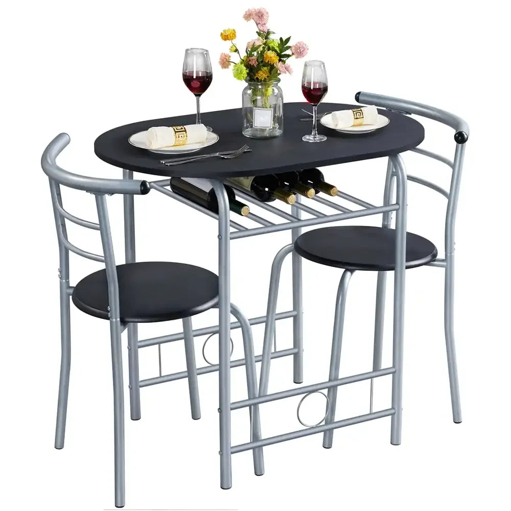 Alden Design Modern Dining Set 3pcs round Table And 2 Chairs Multiple Colors Available