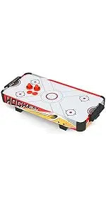 58in Folding Air Hockey Table, LED Hockey Game, Hockey Table Gaming Set w/2 Pucks, 2 Pushers