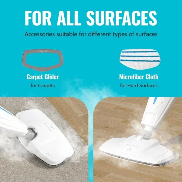 PurSteam Steam Mop, Hardwood Floor Cleaner, Carpet Cleaner, Swivel Mop Head, 2 Mop Pads