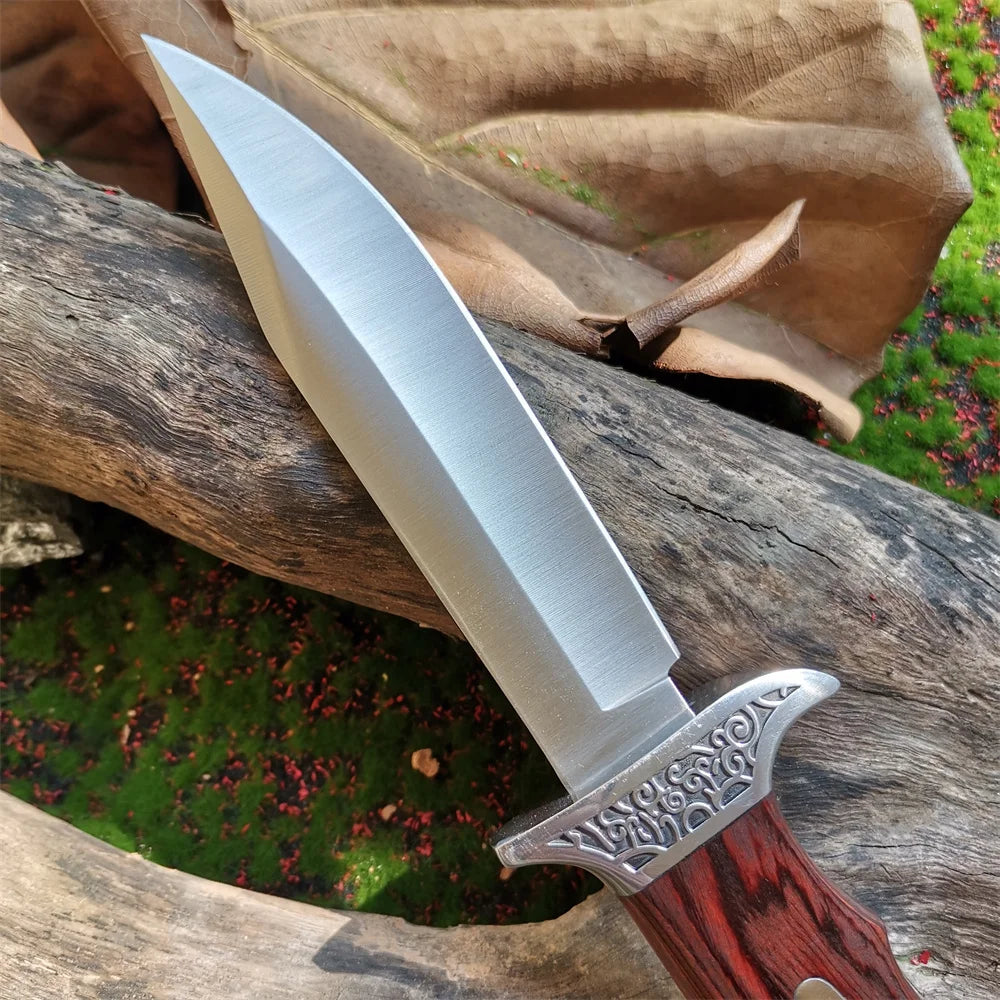 Knife, Fixed Blade with Wood Handle, 7Cr13 Steel with Scabbard - My Store