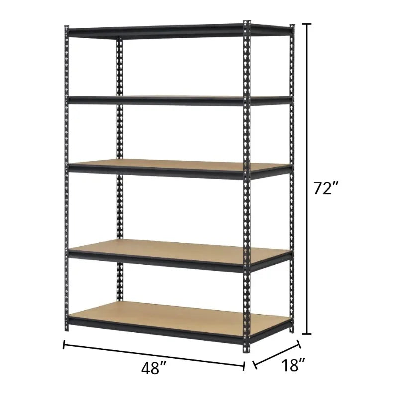 Muscle Rack 48"W x 18"D x 72"H, 5-Tier Steel Shelving, 4,000 lbs. Total Capacity; Black