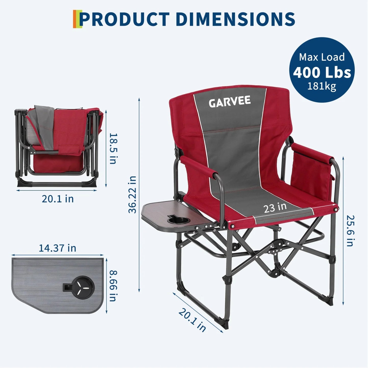 1 Pack / 2 Pack Oversized Heavy Duty Folding Directors Chair for Adults, 400 Lbs Capacity
