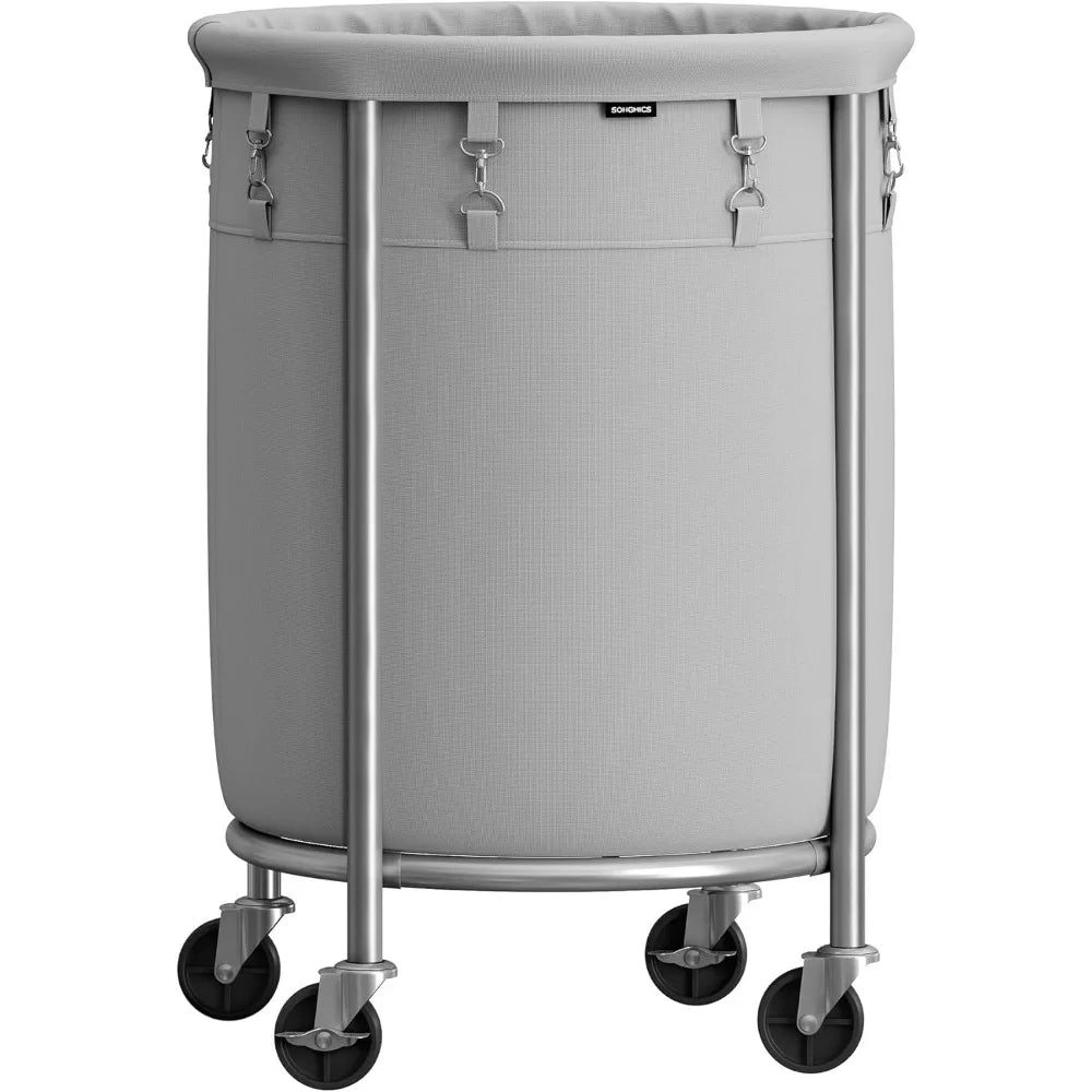 SONGMICS Laundry Basket with Wheels, Rolling Laundry Hamper, 29 Gal w/ Steel Frame and Removable Bag