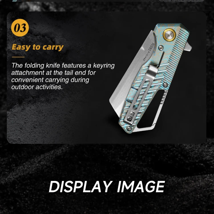 M390 Steel Folding Knife, Men's Everyday Carry Pocket Knife, Titanium Handle, Outdoor Camping Hunting EDC Pocket Knife