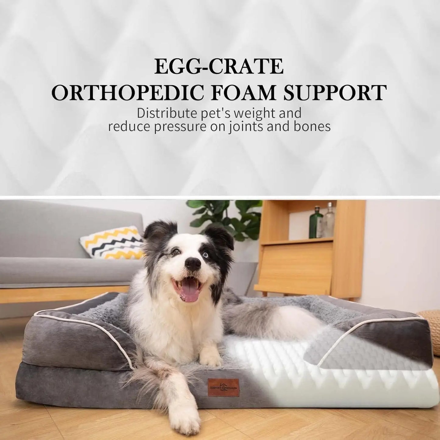 Orthopedic Foam Dog Beds for Extra Large Dogs, XL Dog Bed with Bolster, Washable Dog Bed