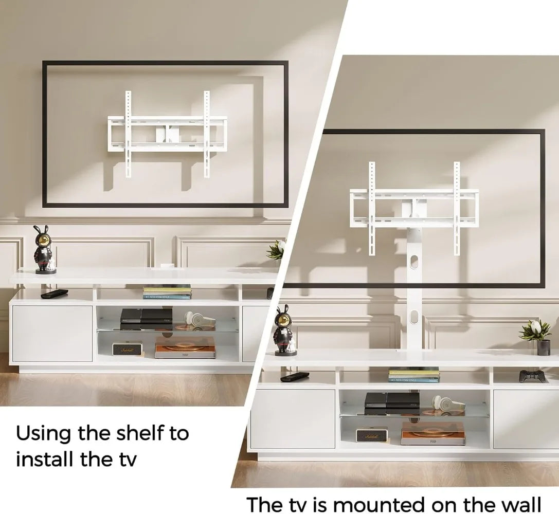 Rolanstar TV Stand w/ Mount and Power Outlet 51.2", Swivel TV Stand Mount for 32/45/55/60/65/70"