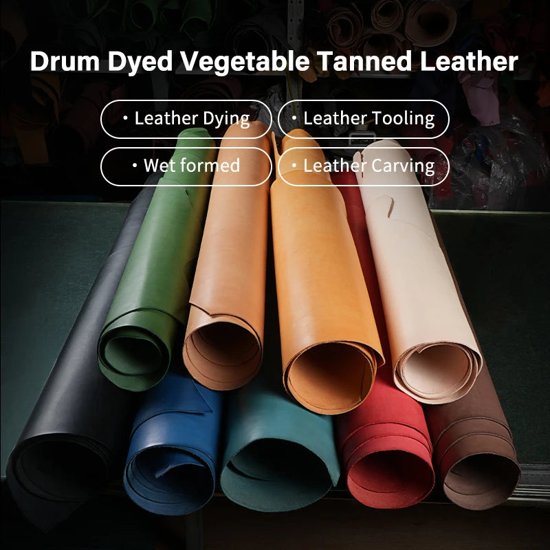 WUTA Full Grain Drum Dyed Vegetable Tanned Cowhide Skin Pre-cut Vachetta Leather Genuine Leather