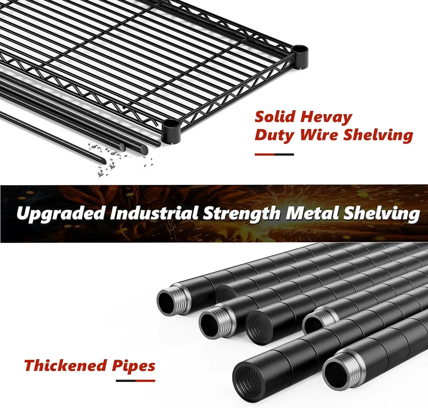 5-Shelving Wire Rack Storage Metal Shelf 35.4W Adjustable Garage Shelving Heavy Duty Storage