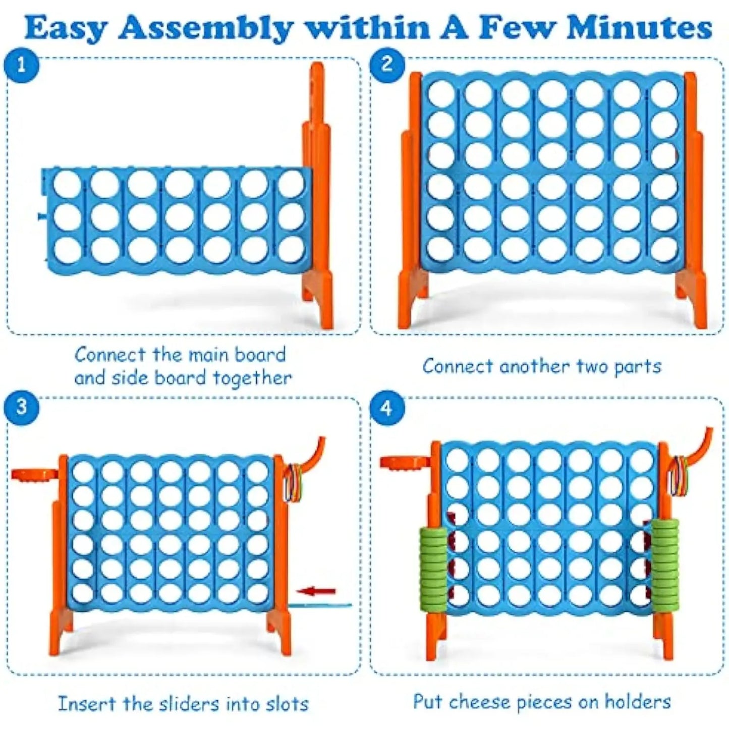 4-in-A-Row Giant Game w/Basketball Hoop, Ring Toss, 42 Jumbo Rings without carrying bag