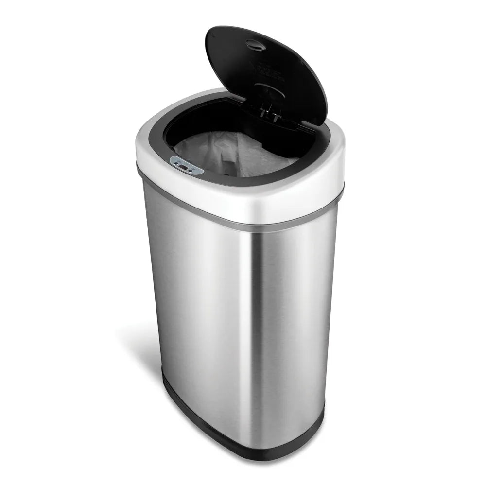 Litter Bins, Automatic Motion Sensor, Kitchen / Bath, Trash Can Stainless Steel w/Plastic Lid , 13 Gallon