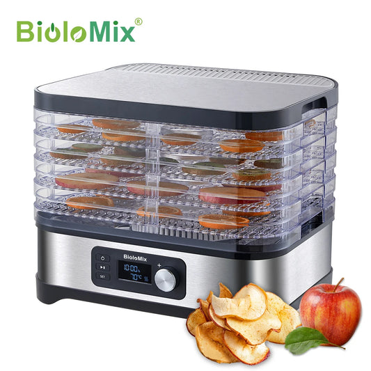BioloMix BPA FREE 5 Trays Food Dryer Dehydrator with Digital Timer and Temperature Control
