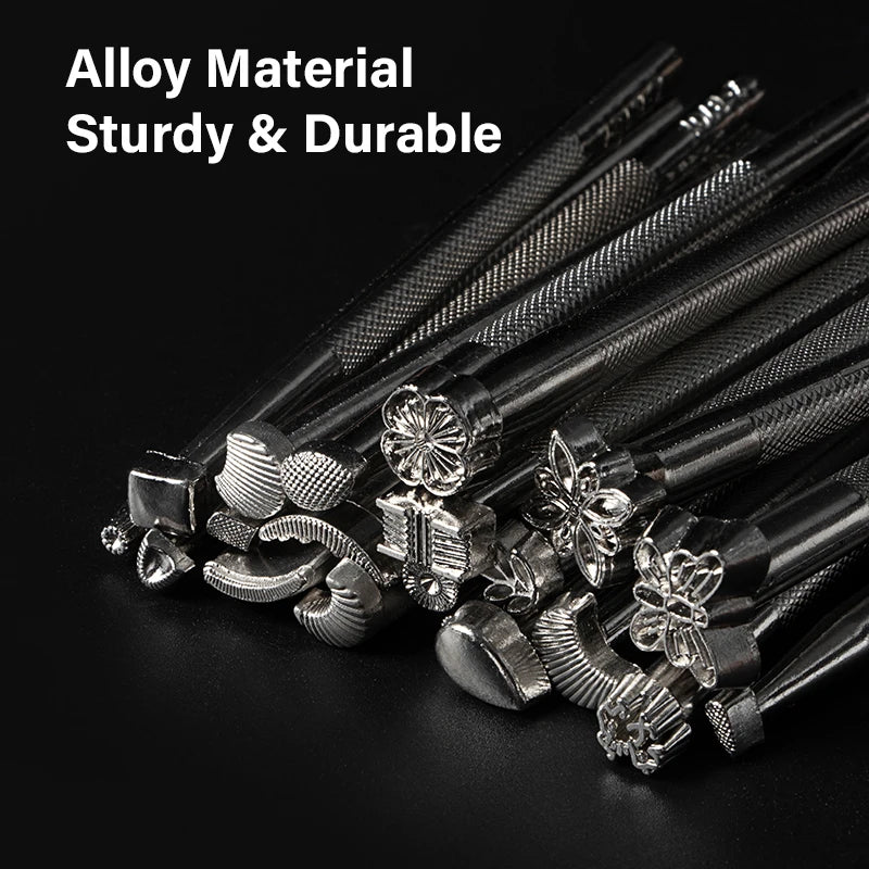 WUTA Leather Stamping Tools Skin Stamps Kit Carving 20Pcs Patterns Craft Embossing Punch Set