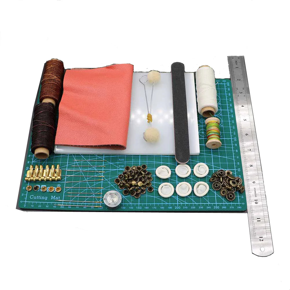 44 Pcs Retro Leather Craft Tools Kit Stitching Sewing Beveler Punch Work Hand Tool