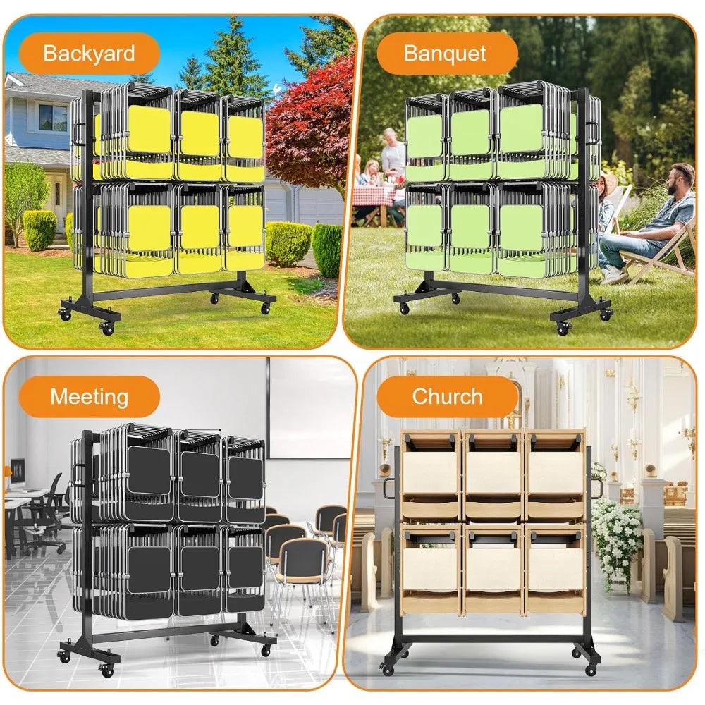 Folding Chair and Table Storage Cart for 84 Chairs or 12 Tables, 1100 lbs Capacity, Pneumatic Wheels