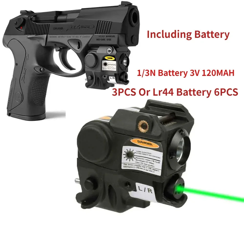 Tactical LED Flashlight Green / Red Laser Sight For mini Glock 17 19 Pistol Gun For 20mm Picatinny