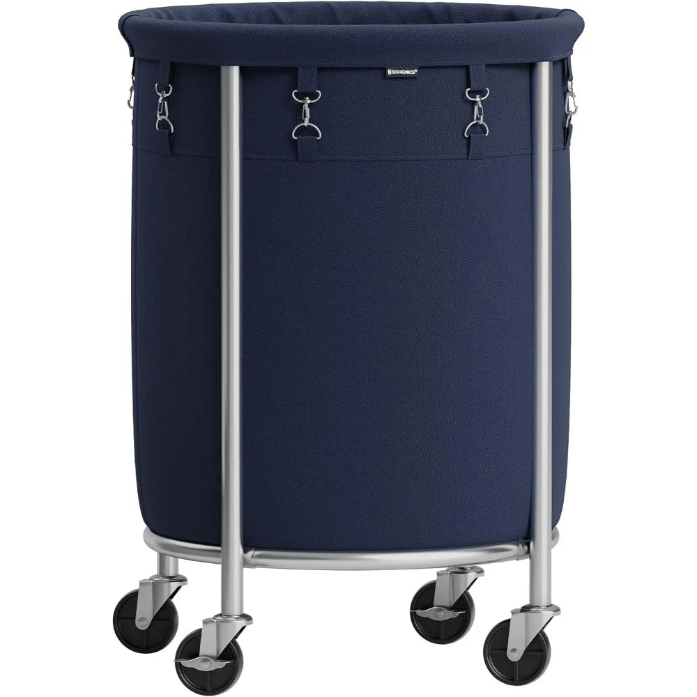 SONGMICS Laundry Basket with Wheels, Rolling Laundry Hamper, 29 Gal w/ Steel Frame and Removable Bag