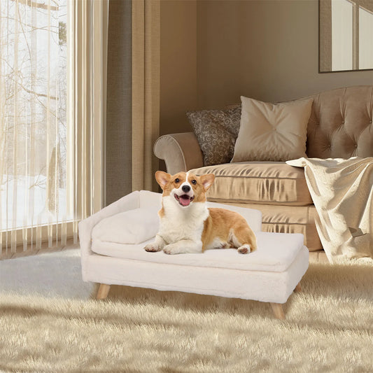 Elevated Pet Bed,Nordic Pet Stool Bed with Cozy Pad Waterproof,Pet Sofa Bed w/Sturdy Wood Legs