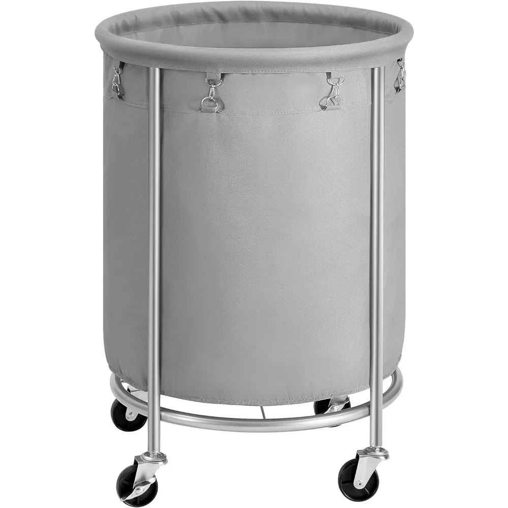 SONGMICS Laundry Basket with Wheels, Rolling Laundry Hamper, 29 Gal w/ Steel Frame and Removable Bag