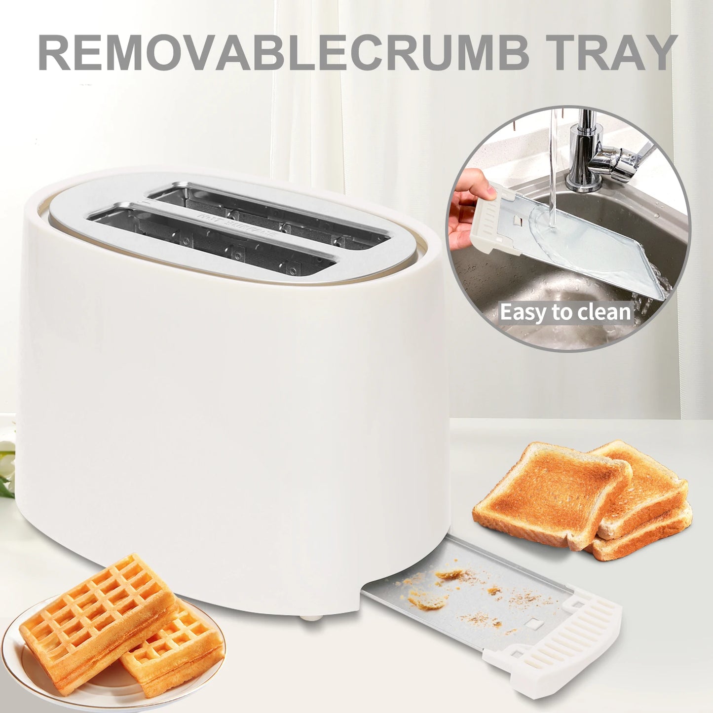 Toaster 2 Slice,7 Shade Settings,3 Basic Function,Extra Wide Slots,Crumb Tray,750W