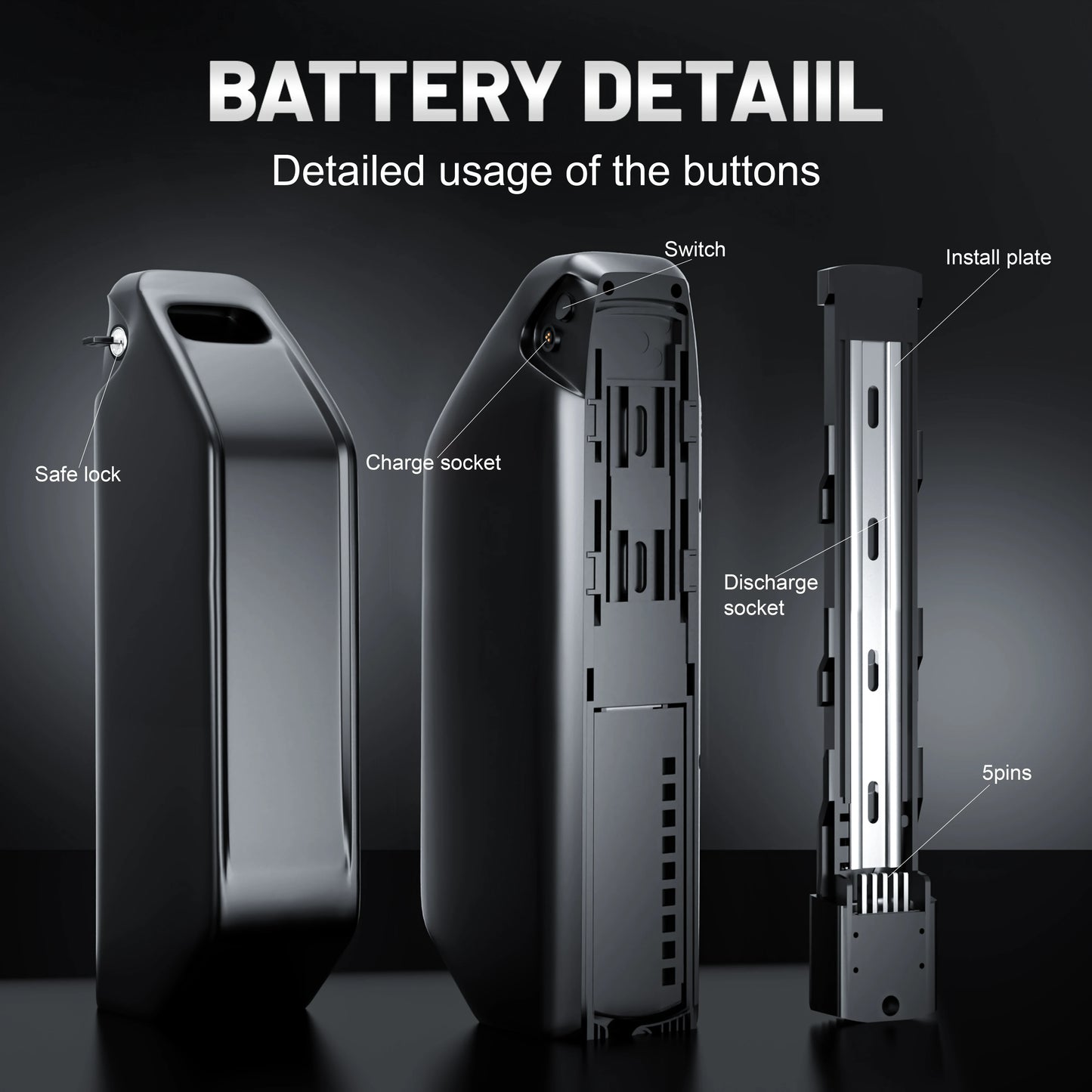52V 20Ah Hailong EBike Battery  w/40A BMS SamSung 21700 50G Cells Lithium Electric Bicycle