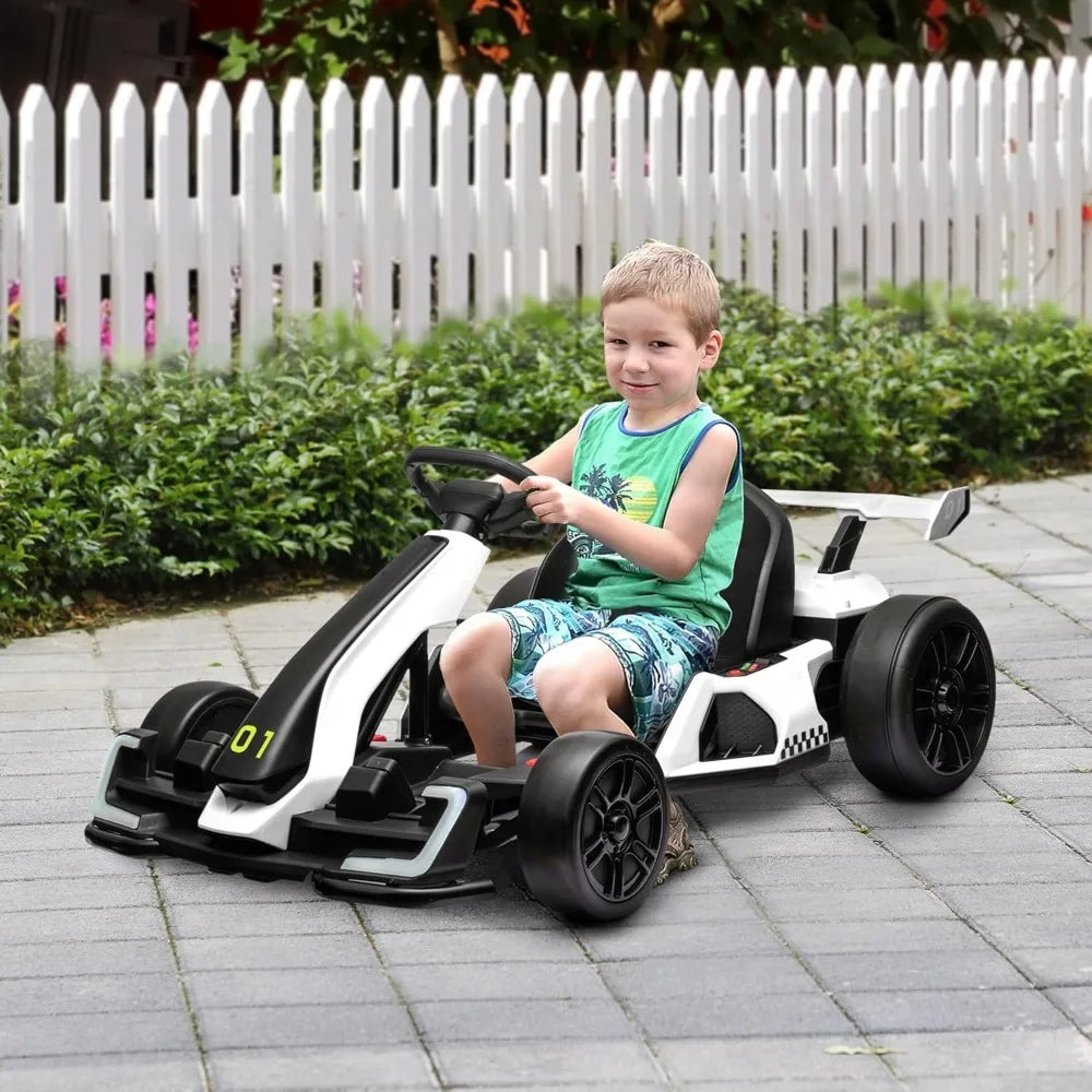 Electric Go Kart with Adjustable Seat, 24V 7.5 Drifting Car Battery Powered Ride on Toy Outdoor