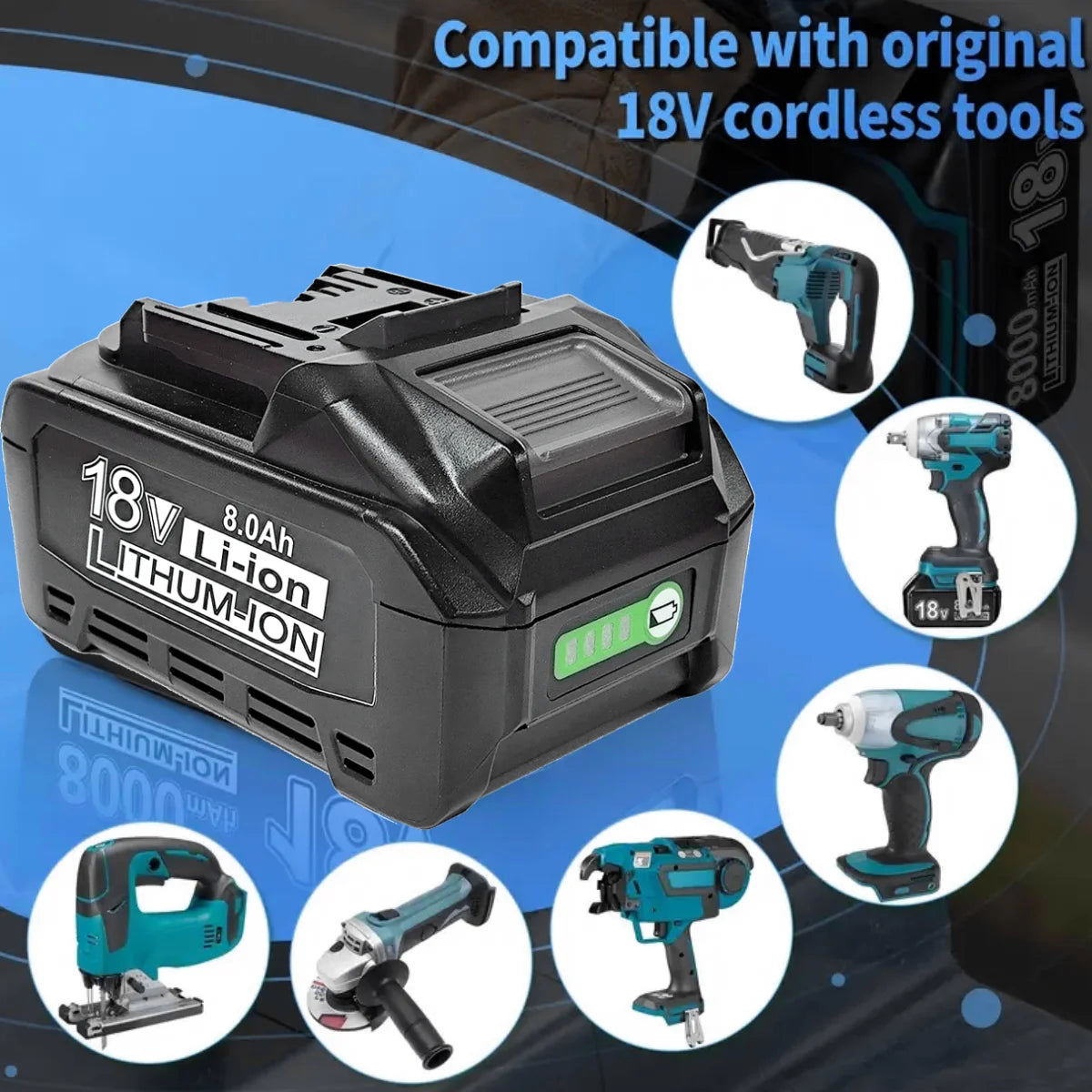 4/2/1pc 8.0Ah BL1860B Makita 18V Compatible w/Makita 18 Volts BL1860 BL1820 1830B 1840B 1850B BL1825