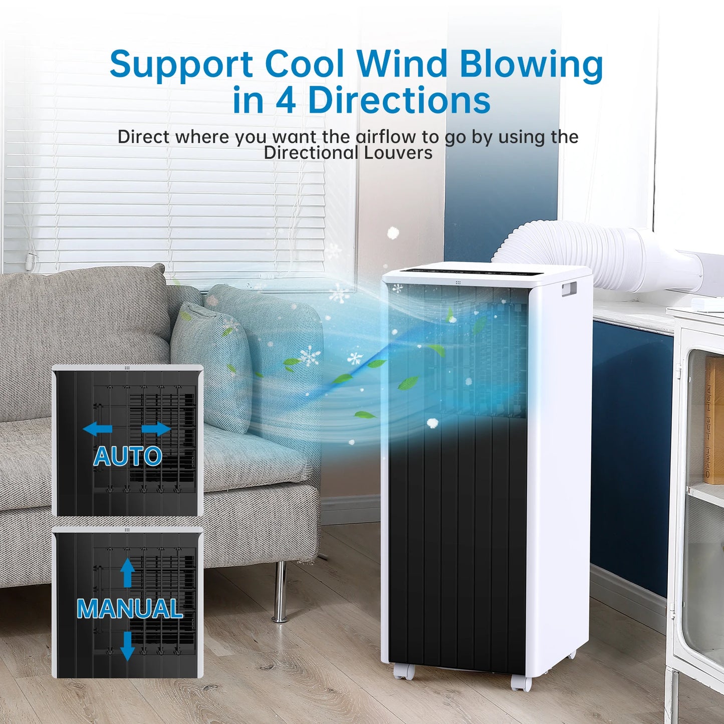 ADOOLLA Portable Air Conditioners 8000 BTU, 3-In-1 AC Cooling Unit, 2 Speeds, 24H Timer, Low noise