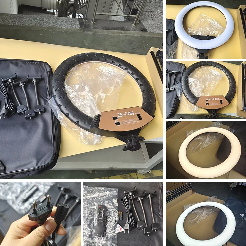 22" LED Light Rings 3200-6500K Color Temperature 0-100% Brightness W/2M Power Lamp For Makeup/Photo