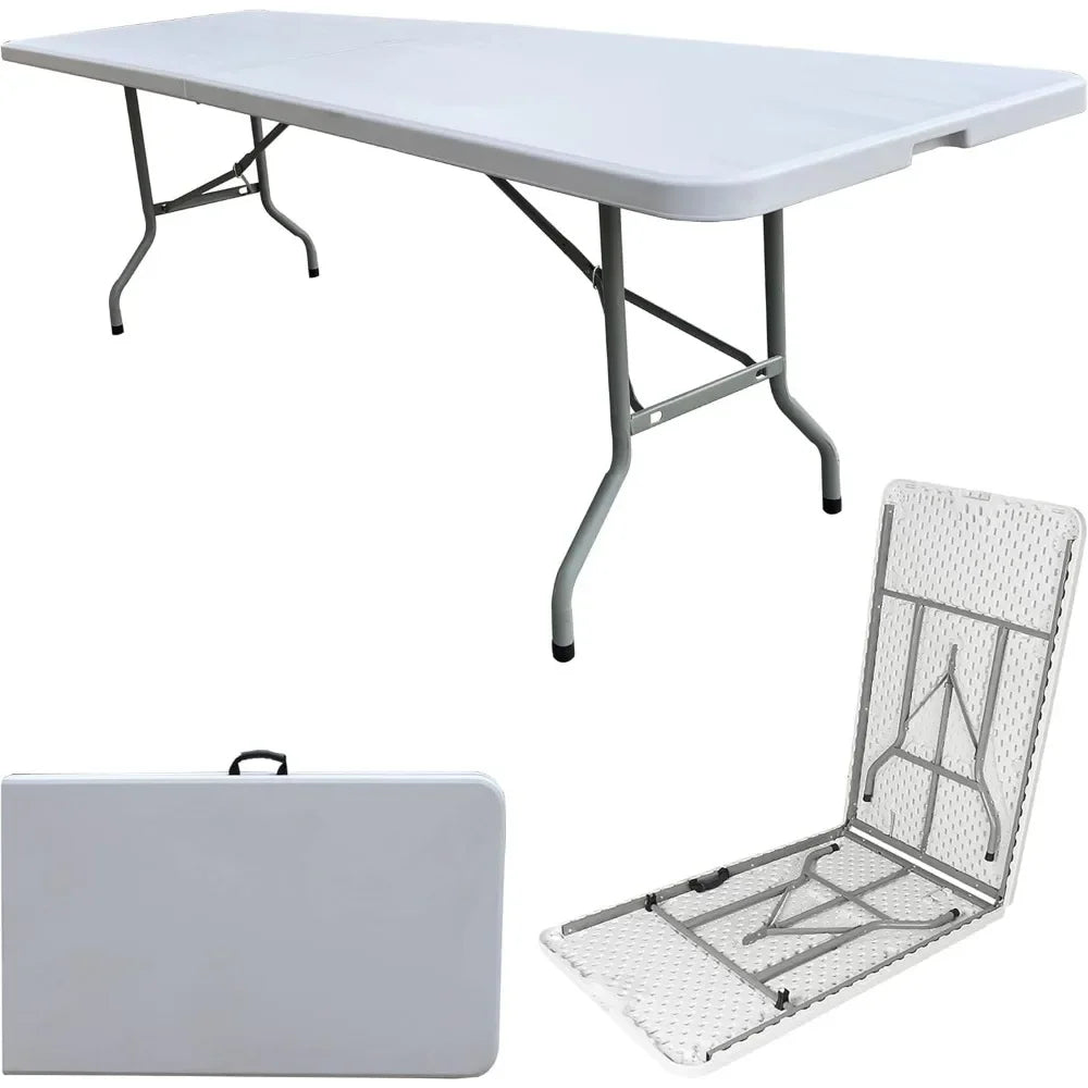 7 Foot Folding Table 78 Inch Plastic Folded With Handle Heavy Duty Portable