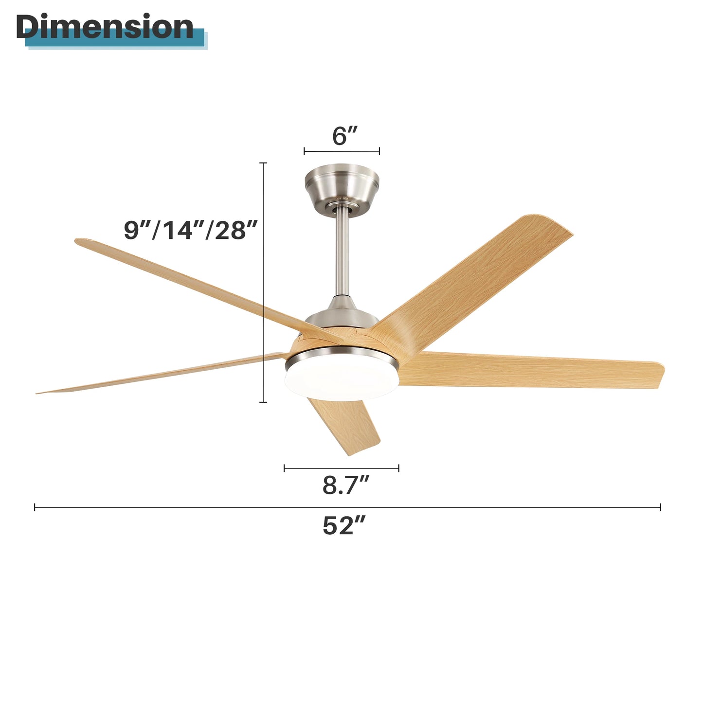 Sofucor 52-inch Indoor Modern Ceiling fan with LED DC with remote control