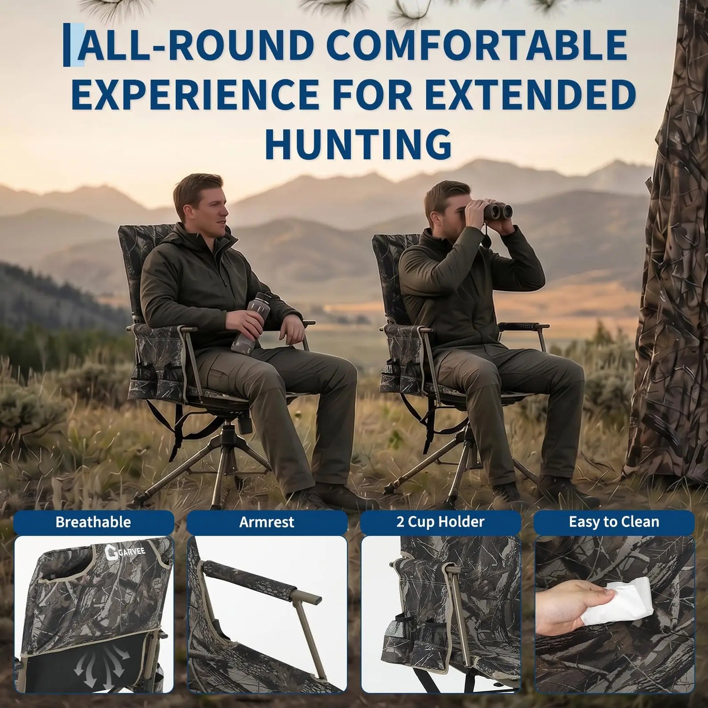 Portable Camouflage Hunting Chair, Folding Lightweight Outdoor Camping Stool/Stainless Steel Frame
