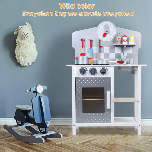 Wooden Kitchen Playset with Sink Oven, Kids Kitchen Play Set, Toddler Cooking Set/Ages 18 Months+
