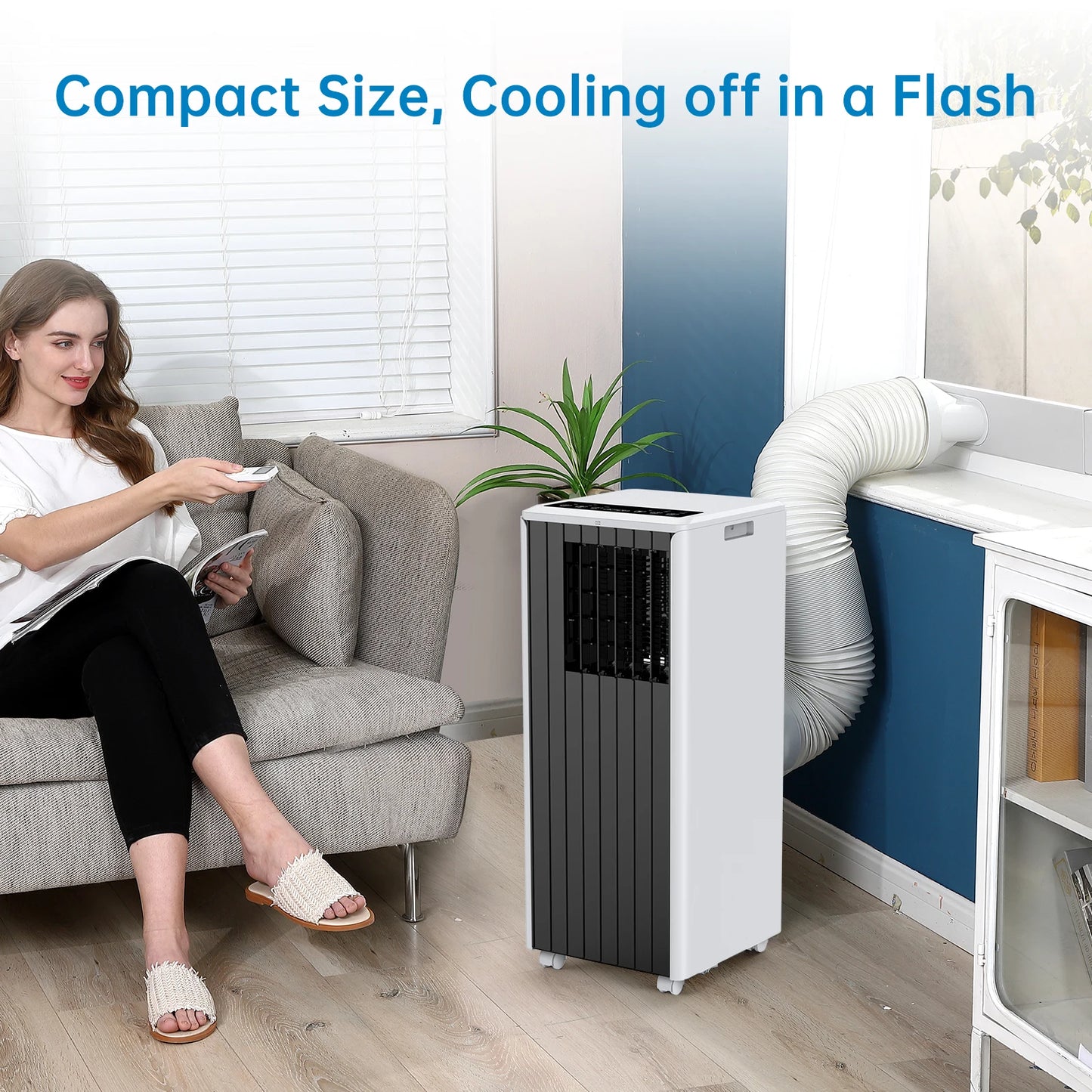 ADOOLLA Portable Air Conditioners 8000 BTU, 3-In-1 AC Cooling Unit, 2 Speeds, 24H Timer, Low noise