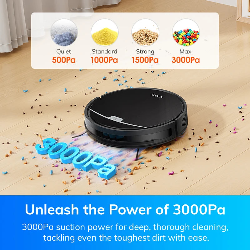 ILIFE V9/V9Pro Robot Vacuum, Self-Emptying, 3000Pa, Gyro Navigation, Schedule, App/Alexa Control