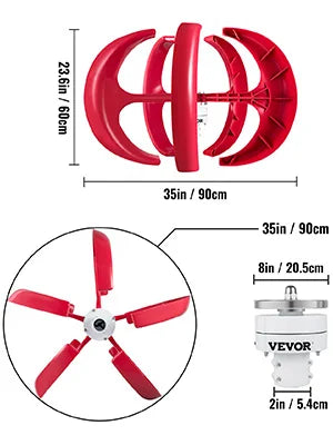 VEVOR Vertical Axis Wind Turbine Generator 12V 100W/400W/600W Alternative Energy Generator VAWT