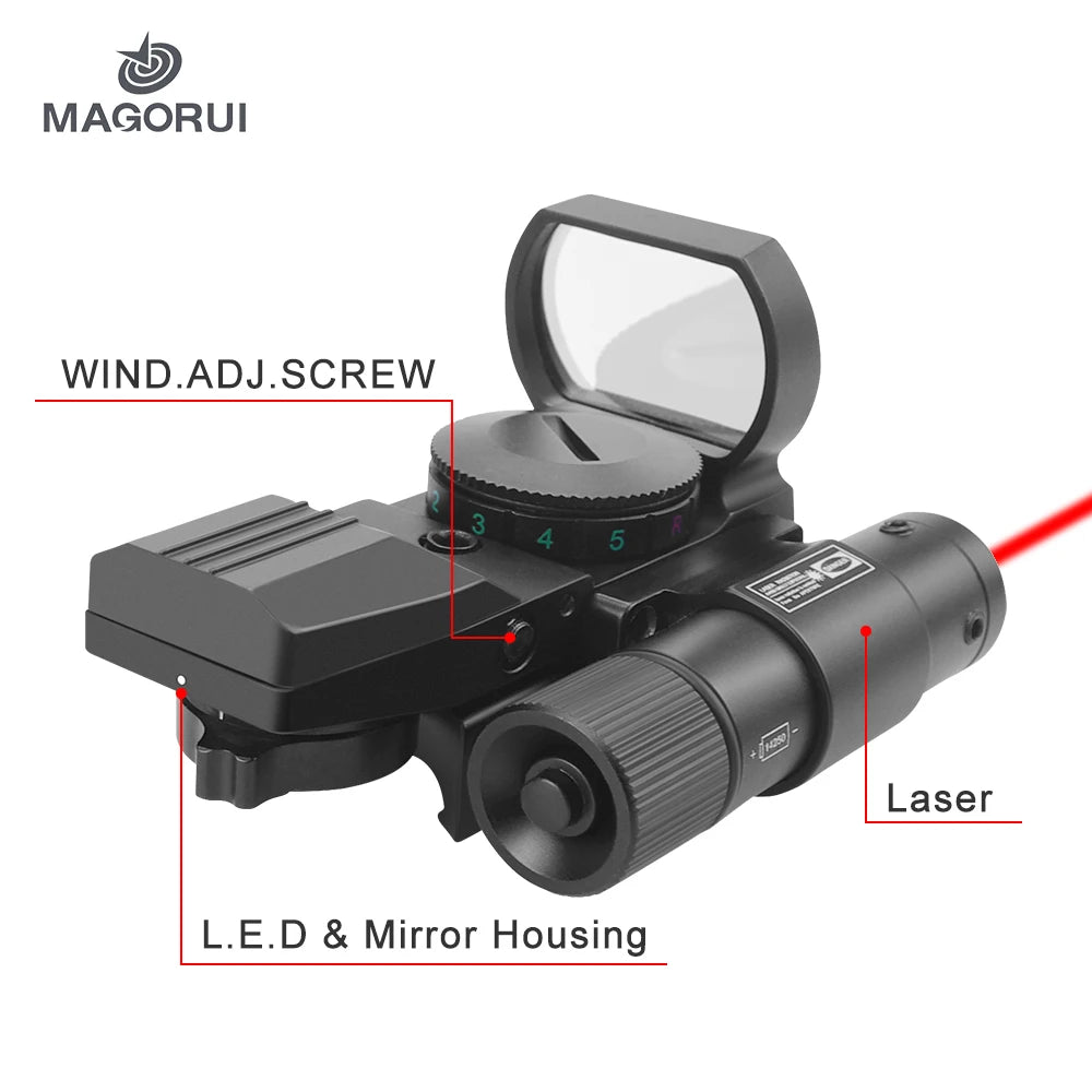 Magorui Green Red Dot Reflex Laser Sight Scope 4 Styles Display Holographic Illuminated 20mm