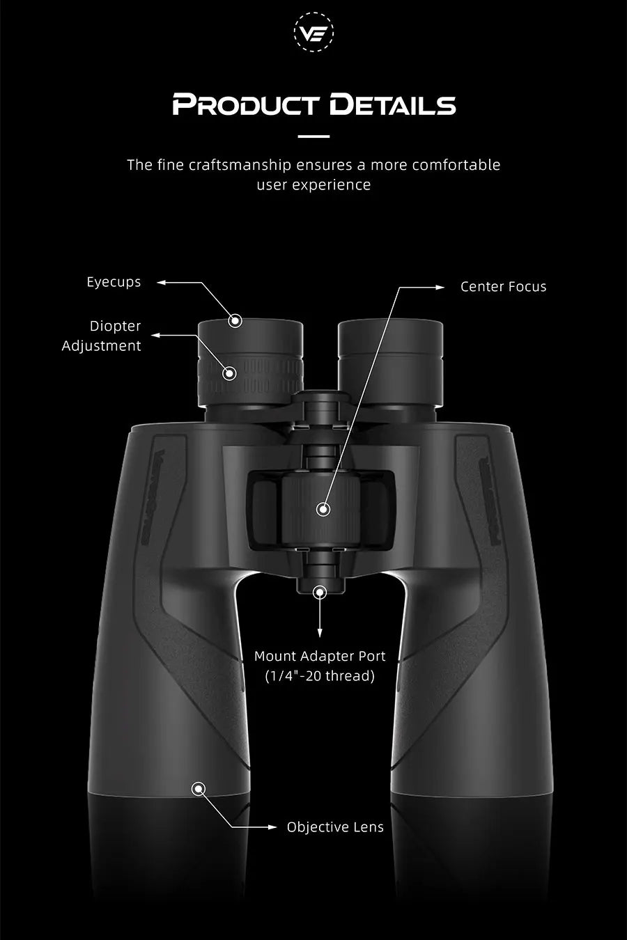 Pre-sale Vector Optics 12X50 Binocular Profesional Zoom Bak-4 Telescope Entry Level