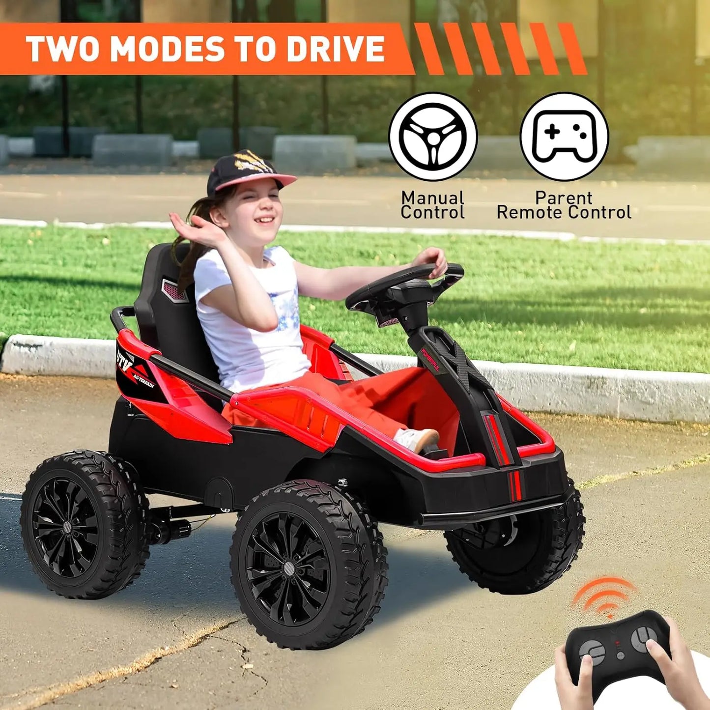 24V Ride On Toy, 4x200W Electric Go Kart, Battery-Powered Fun, Dual Driving Modes, Shock Absorbers