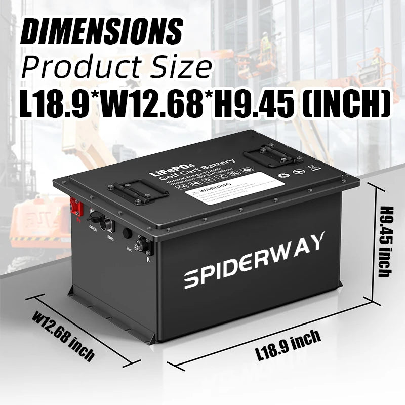 48V 105Ah LiFePO4 Lithium Ion Battery Golf Cart Built-in Smart 200A BMS 6000+ Cycles 12.8kW Replacement for Lead-Acid Batteries