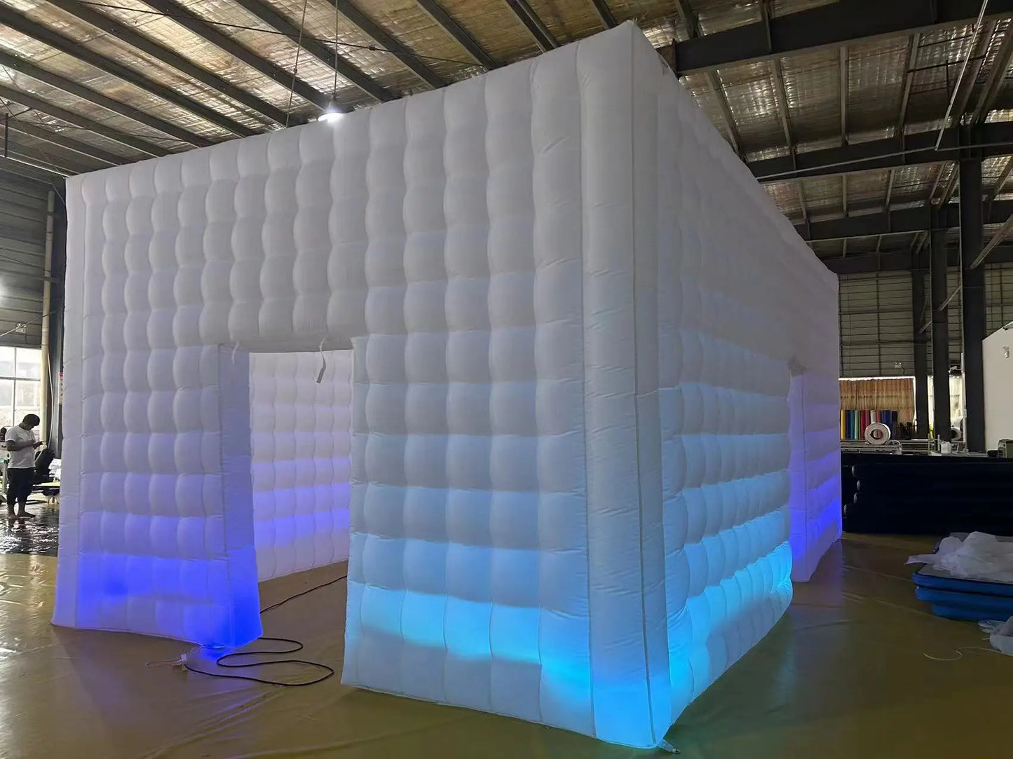 Portable Large LED Inflatable Air Cube Tent House w/Blower Inflatable Lighting Tent/Party Event