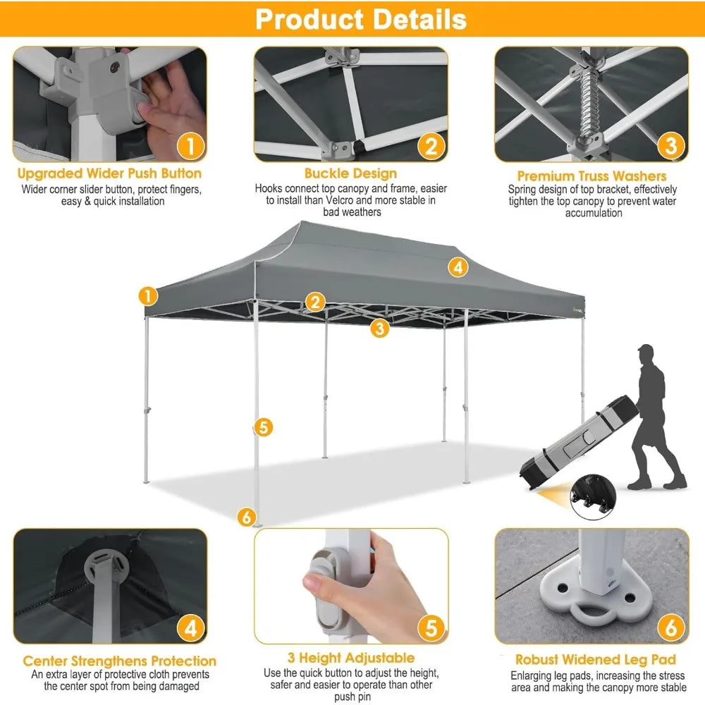 10x20 Heavy Duty Pop Up Canopy Tent Outdoor Canopy Tent