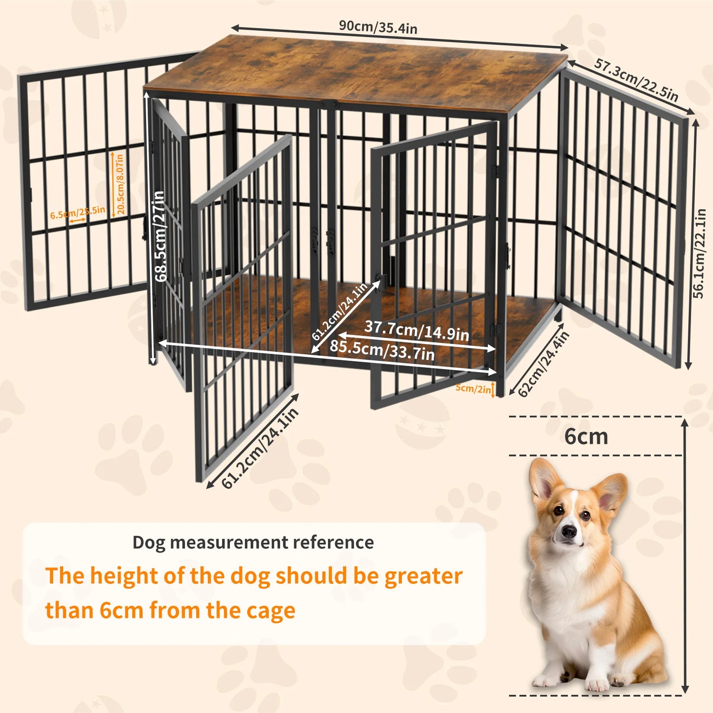 Dog Crate Furniture Heavy Duty , End Side Table, Wooden Dog House for Small Medium Large Dog