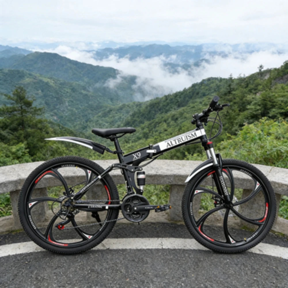 26 Inch Mountain Bike 21 Speed Dual Suspension Adult Bicycle with Adjustable Disc Brake