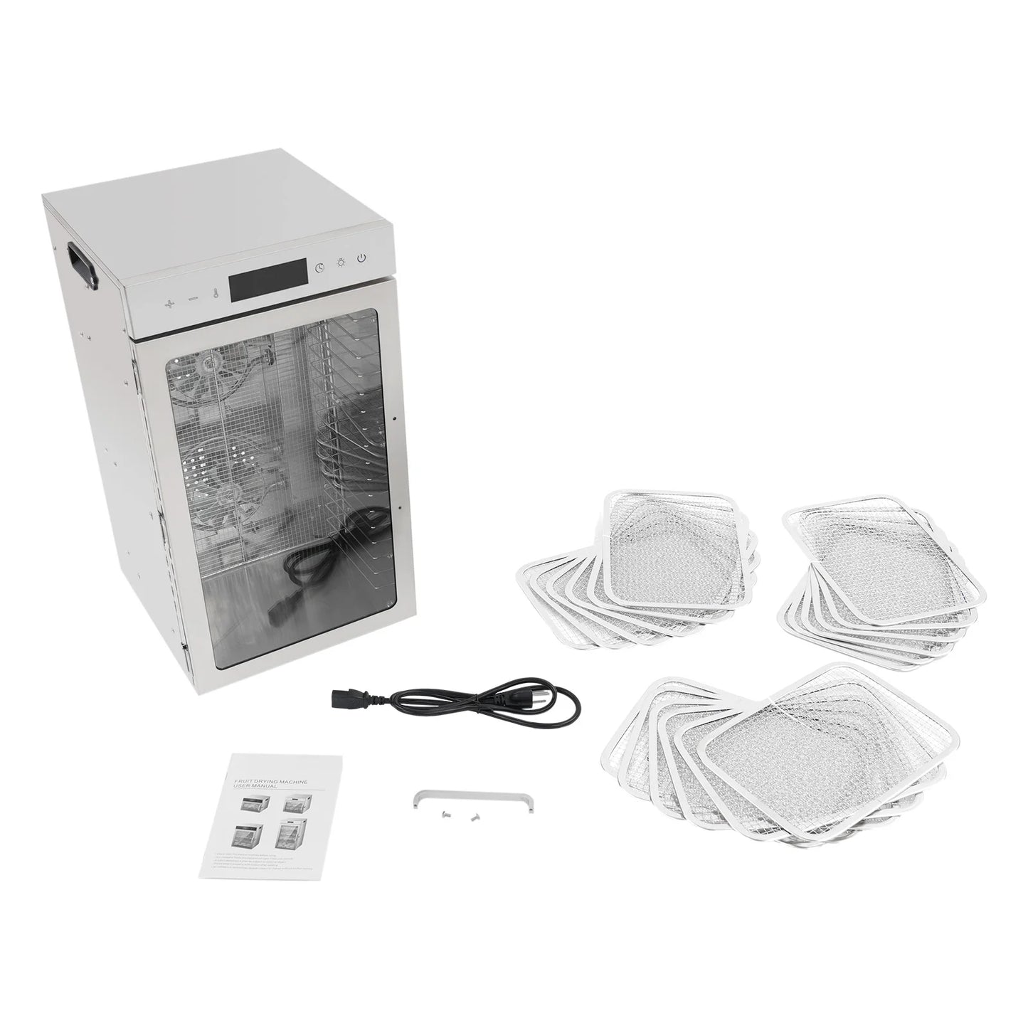 Stainless Steel Fruit Dryer+800W Power, Food Dehydrator+18 Grids, Fruit Dryer Machine+30-90°C Temp