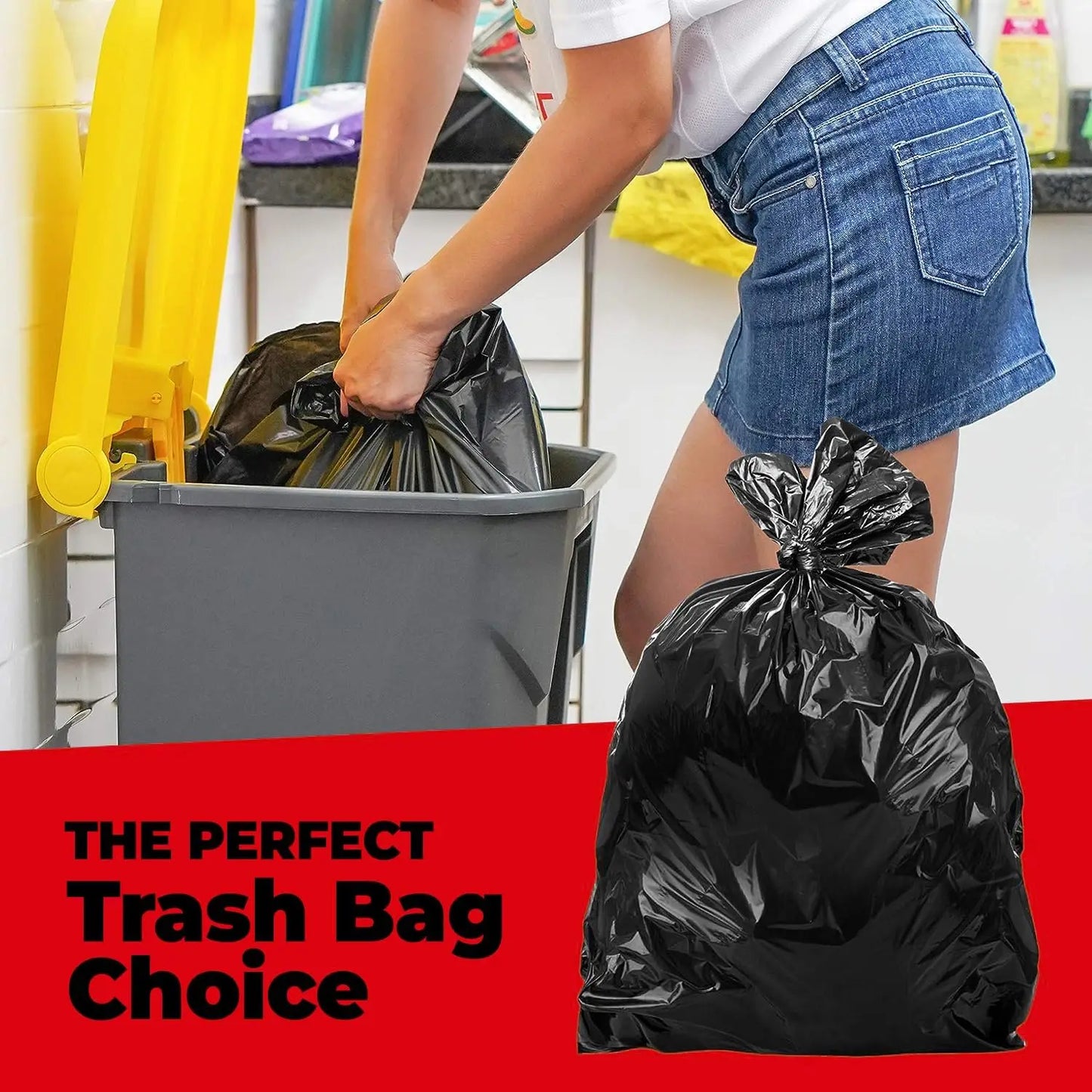 55 Gallon Trash Bags, 3 Mil Contractor Bags, Large 55-60 Gallon Trash Can Liners,