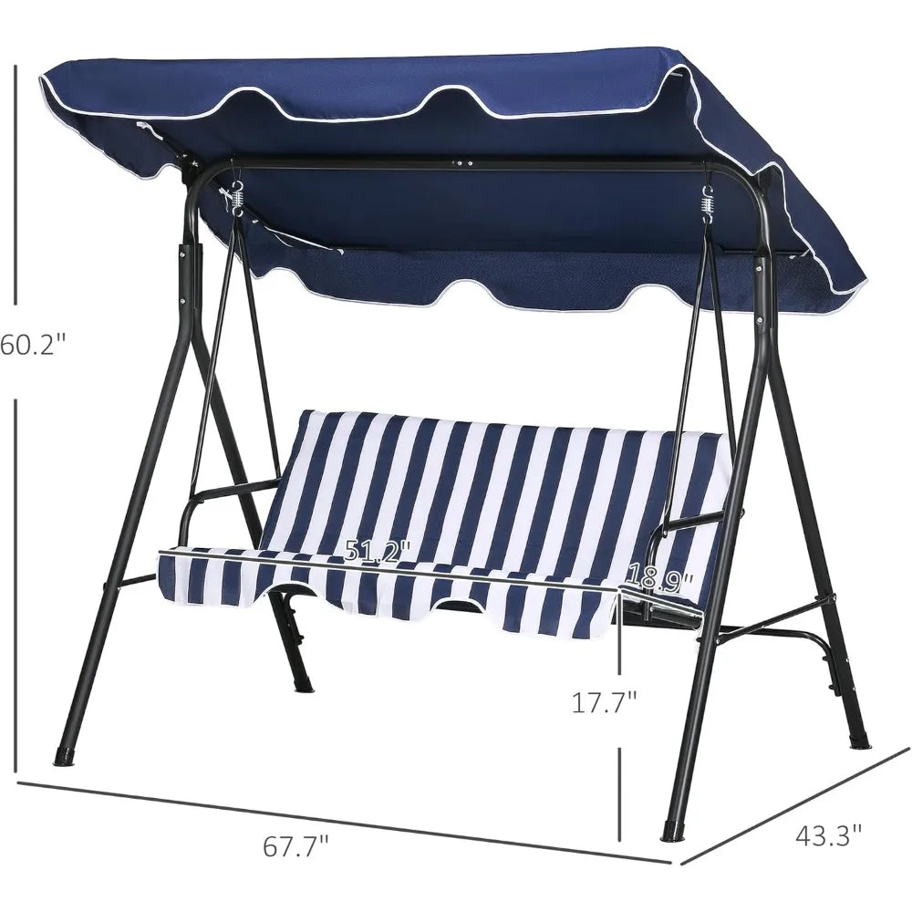 Outsunny Outdoor Patio Swing w/ Removable Cushion, Steel Frame Stand & Adjustable Tilt Canopy