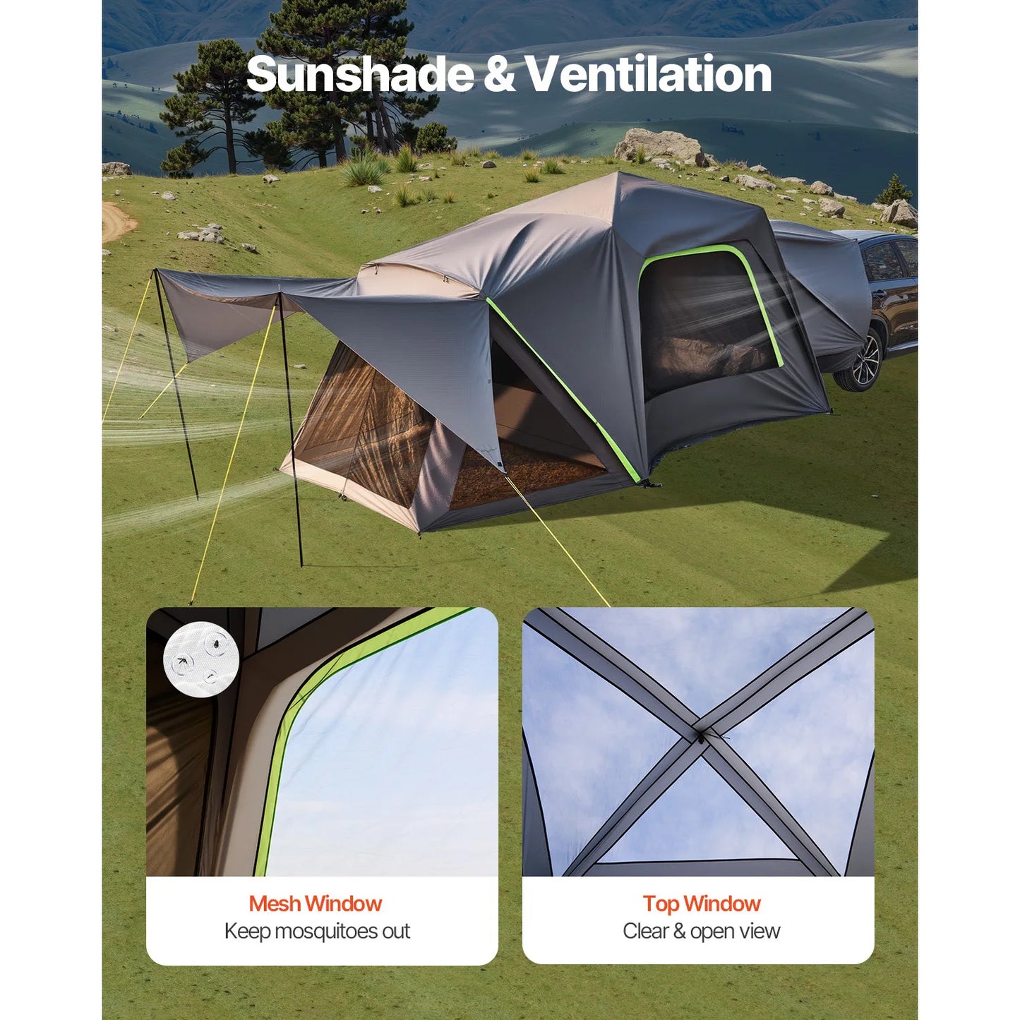 SucceBuy SUV Tent for Camping Waterproof PU2000mm Spacious Double Layer