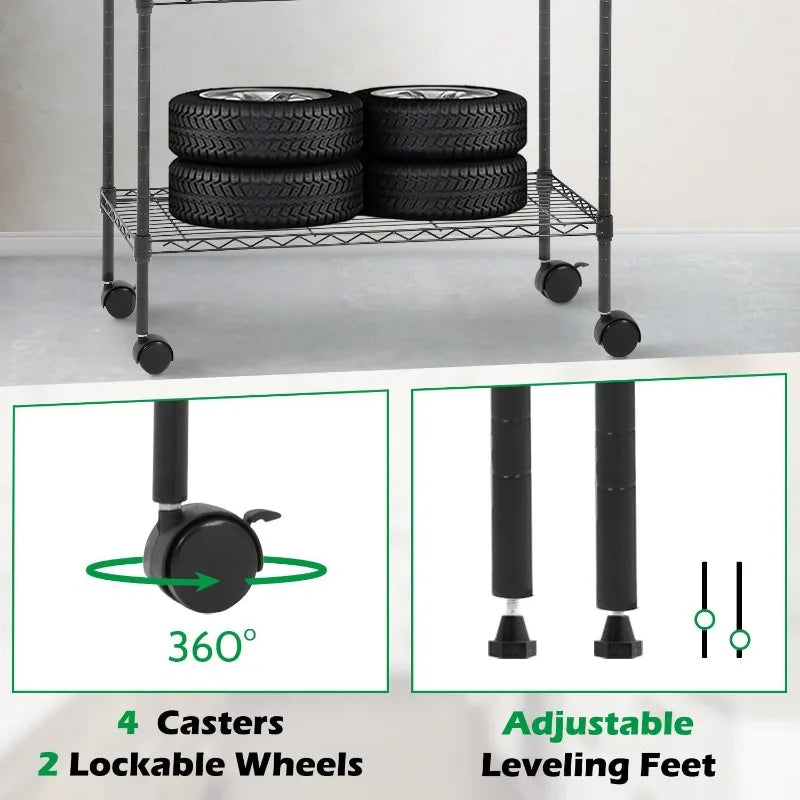 Storage Shelves 2100Lbs Capacity, 6-Shelf on Casters 48" L×18" W×72" H Commercial Wire Shelving Unit