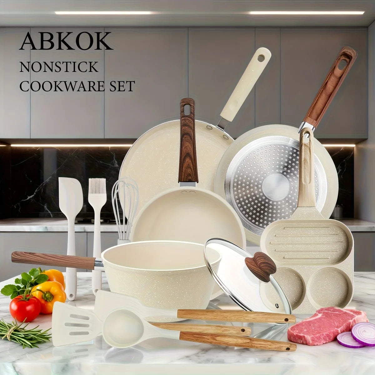 Multi-Piece Non-Stick Cookware Set- Durable and Versatile Cookware
