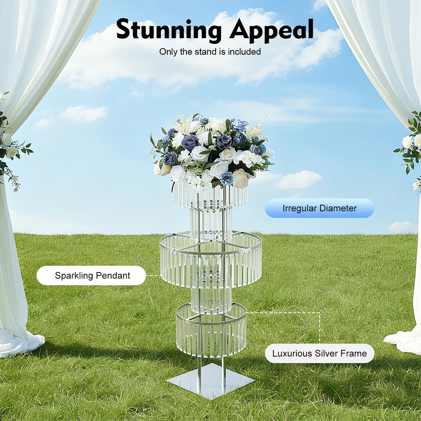 5 Tiers Gold/Silver Wedding Centerpieces Flower Stand Vase Centerpiece Acrylic Flower Stand